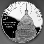 1994 Bicentennial United States Capitol Commemorative Silver One Dollar Proof Obverse