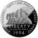 1994 Women In Military Service For America Commemorative Silver One Dollar Proof Obverse