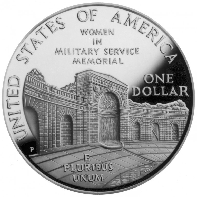 1994 Women In Military Service For America Commemorative Silver One Dollar Proof Reverse