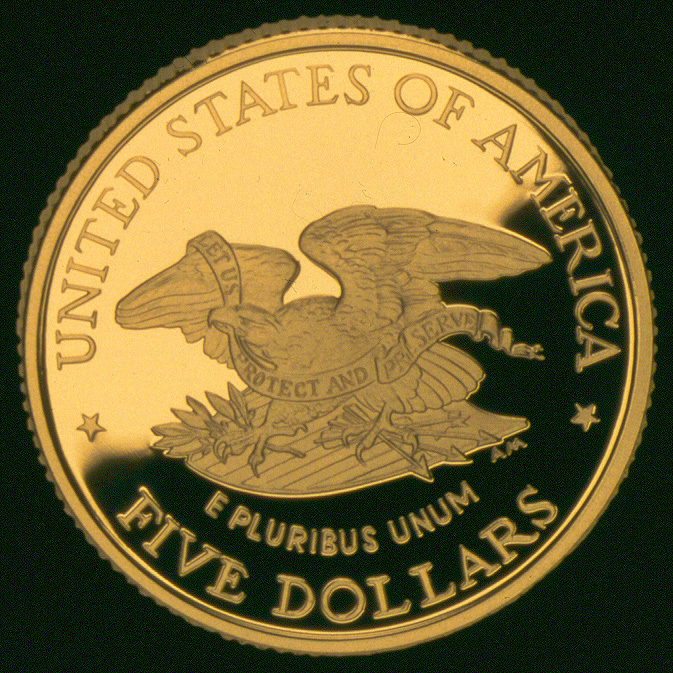 1995 Civil War Battlefield Commemorative Gold Five Dollar Proof Reverse