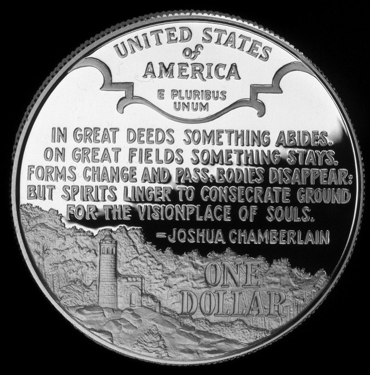 1995 Civil War Battlefield Commemorative Silver One Dollar Proof Reverse