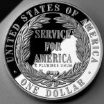 1996 National Community Service Commemorative Silver One Dollar Proof Reverse