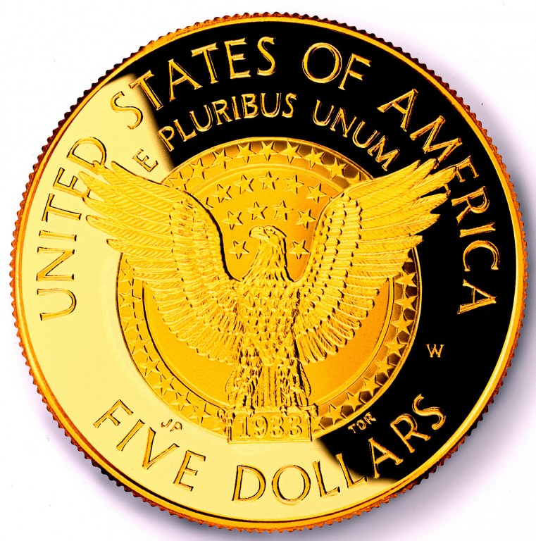 1997 Franklin Delano Roosevelt Commemorative Gold Five Dollar Proof Reverse
