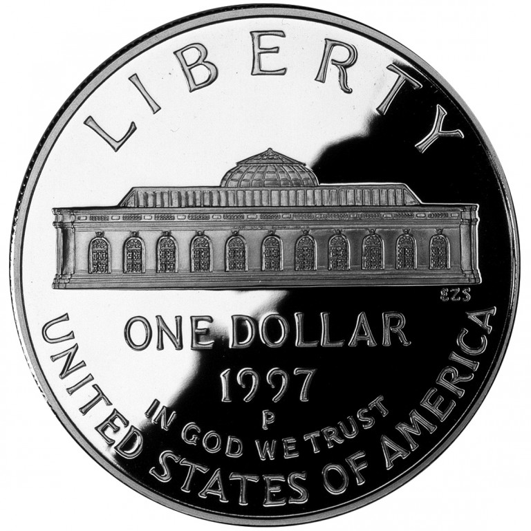 1997 United States Botanic Garden Commemorative Silver One Dollar Proof Reverse
