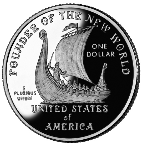 2000 Leif Ericson American Commemorative Silver One Dollar Proof Reverse
