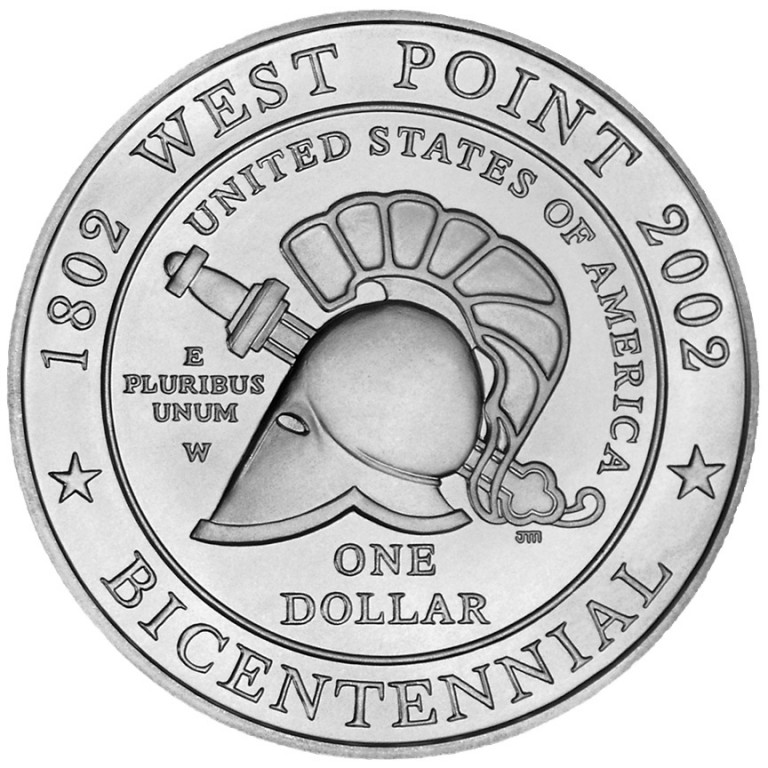 2002 West Point Bicentennial Commemorative Silver One Dollar Uncirculated Reverse