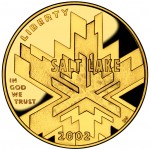 2002 Winter Olympics Salt Lake City Commemorative Gold Five Dollar Proof Obverse