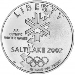 2002 Winter Olympics Salt Lake City Commemorative Silver One Dollar Uncirculated Obverse