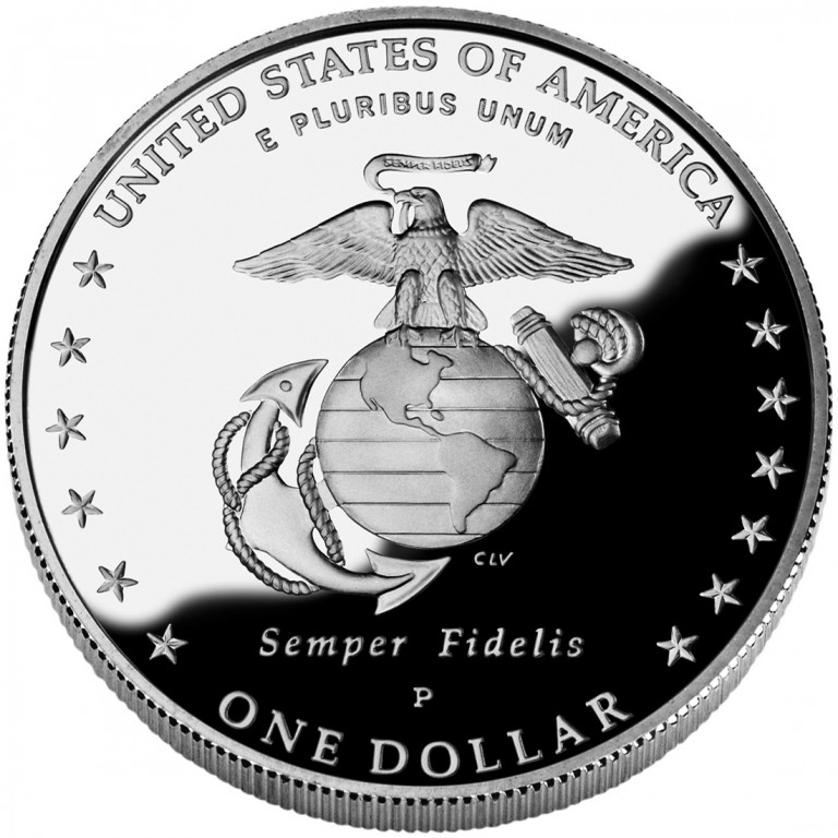 2005 United States Marine Corps Commemorative Silver One Dollar Proof Reverse