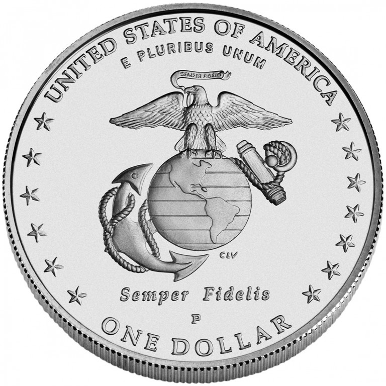 2005 United States Marine Corps Commemorative Silver One Dollar Uncirculated Reverse