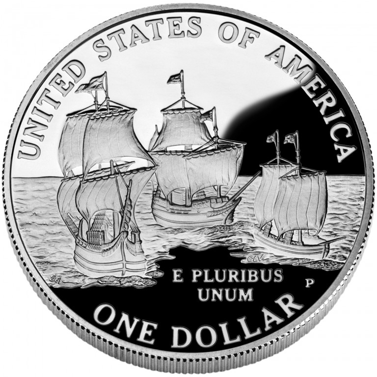 2007 Jamestown Quadricentennial Commemorative Silver One Dollar Proof Reverse