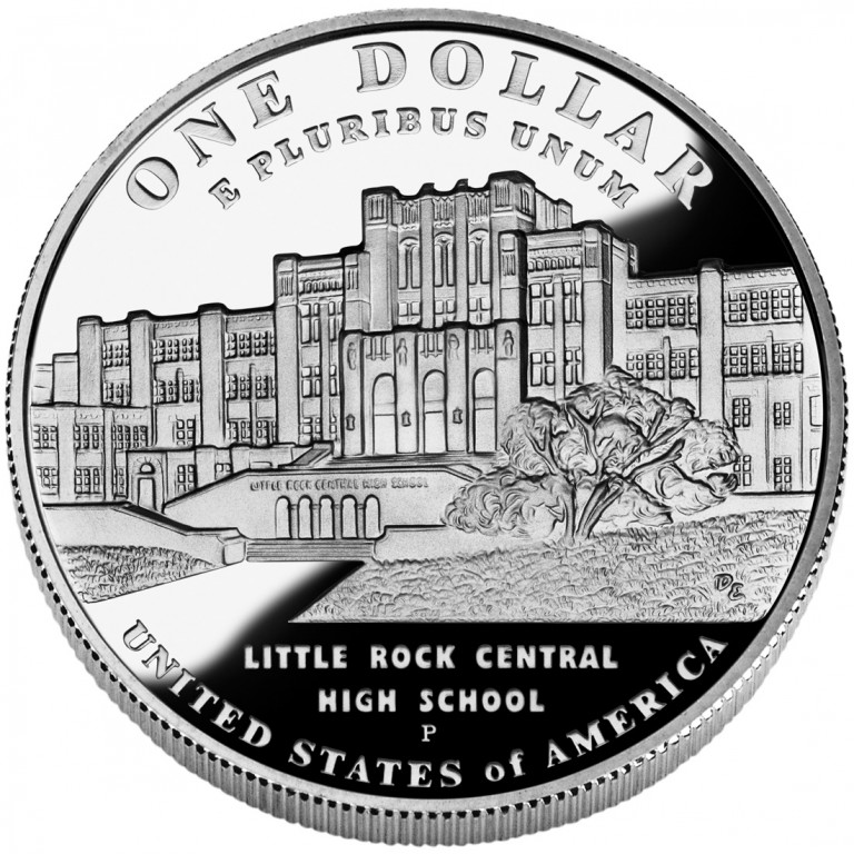2007 Little Rock Central High School Commemorative Silver One Dollar Proof Reverse