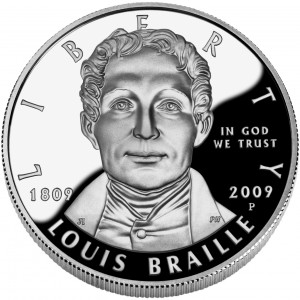 2009 Louis Braille Bicentennial Silver Dollar in OGP