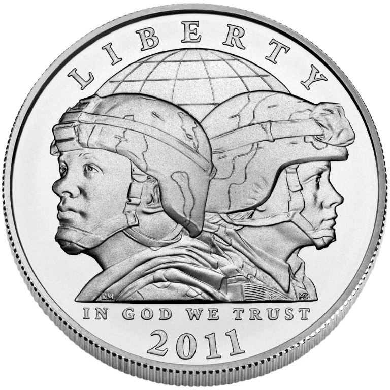 2011 United States Army Commemorative Silver One Dollar Uncirculated Obverse