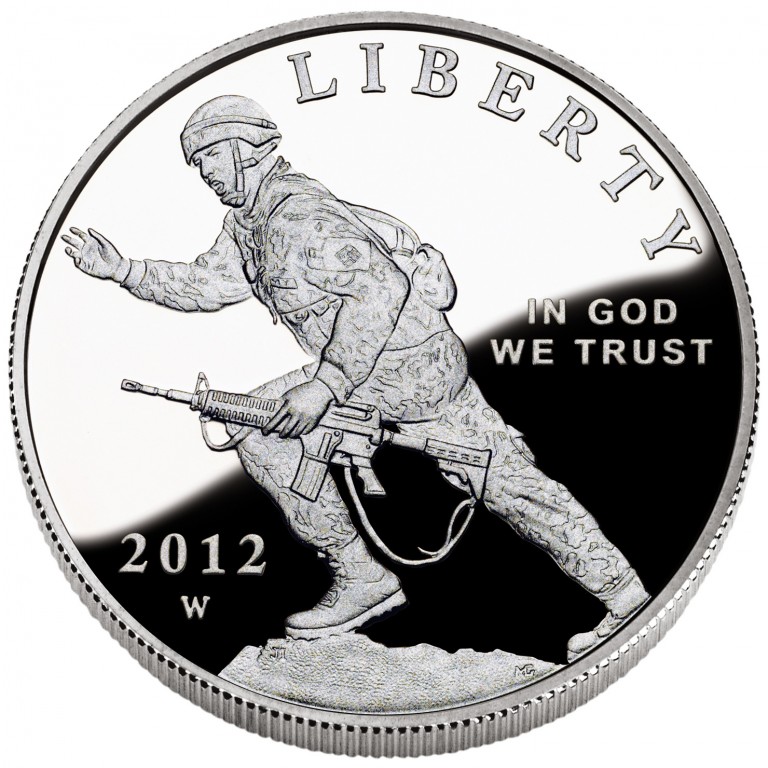 2012 Infantry Soldier Commemorative Silver One Dollar Proof Obverse