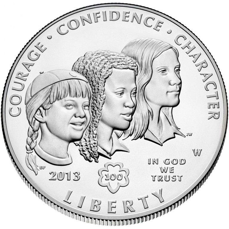 2013 Girl Scouts Centennial Commemorative Silver One Dollar Uncirculated Obverse