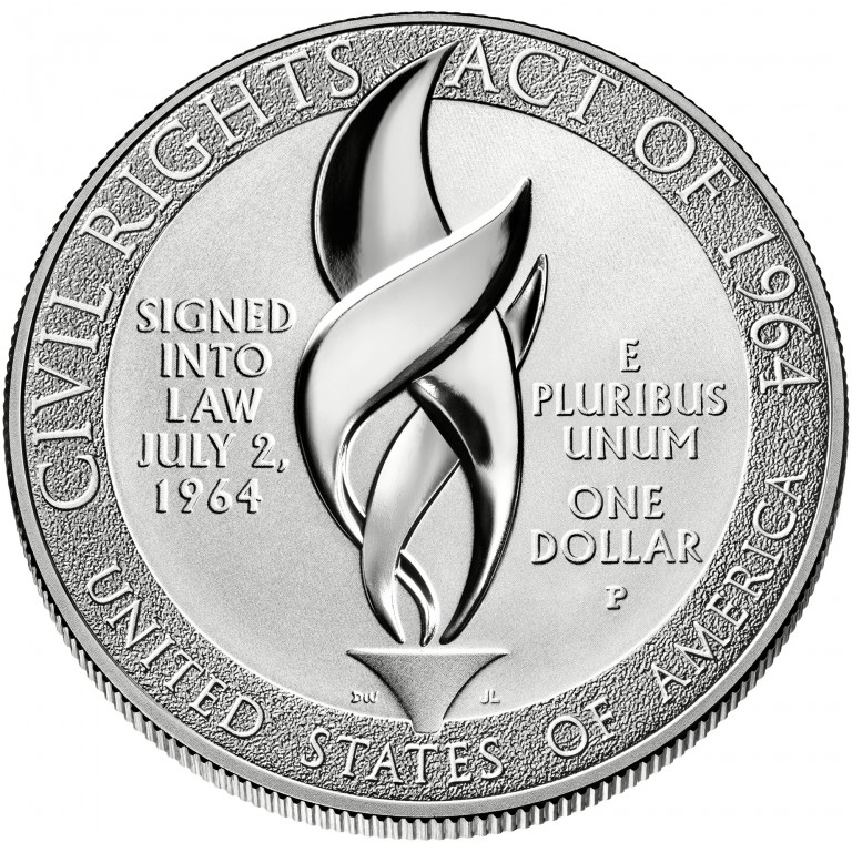 2014 Civil Rights Act Of 1964 Commemorative Silver One Dollar Proof Reverse