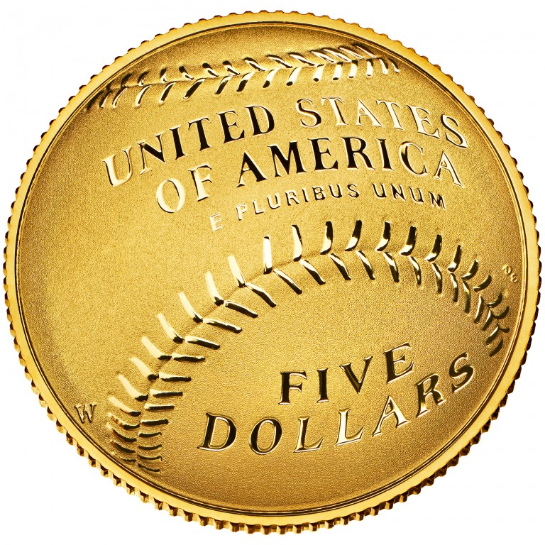 2014 National Baseball Hall Of Fame Commemorative Gold Five Dollar Proof Reverse