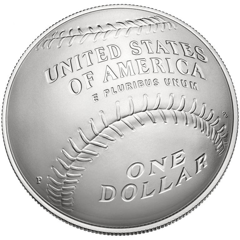 2014 National Baseball Hall Of Fame Commemorative Silver One Dollar Uncirculated Reverse