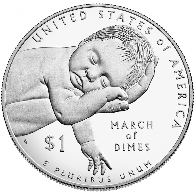 2015 March Of Dimes Commemorative Silver One Dollar Proof Reverse