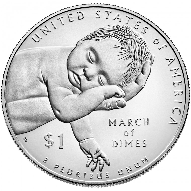 2015 March Of Dimes Commemorative Silver One Dollar Uncirculated Reverse