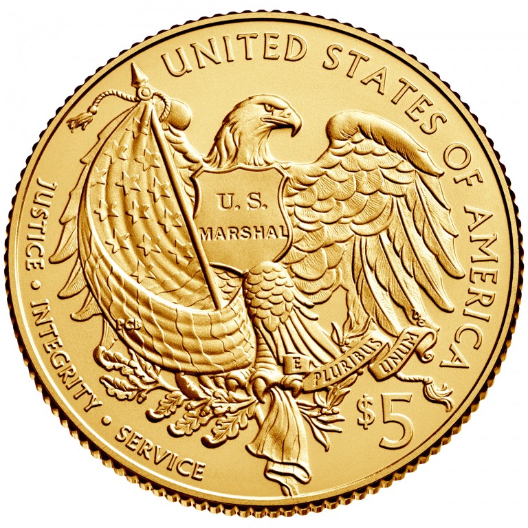 2015 United States Marshals 225Th Anniversary Commemorative Gold Five Dollar Uncirculated Reverse
