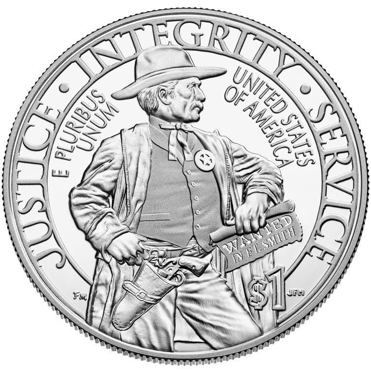 2015 United States Marshals 225Th Anniversary Commemorative Silver One Dollar Proof Reverse