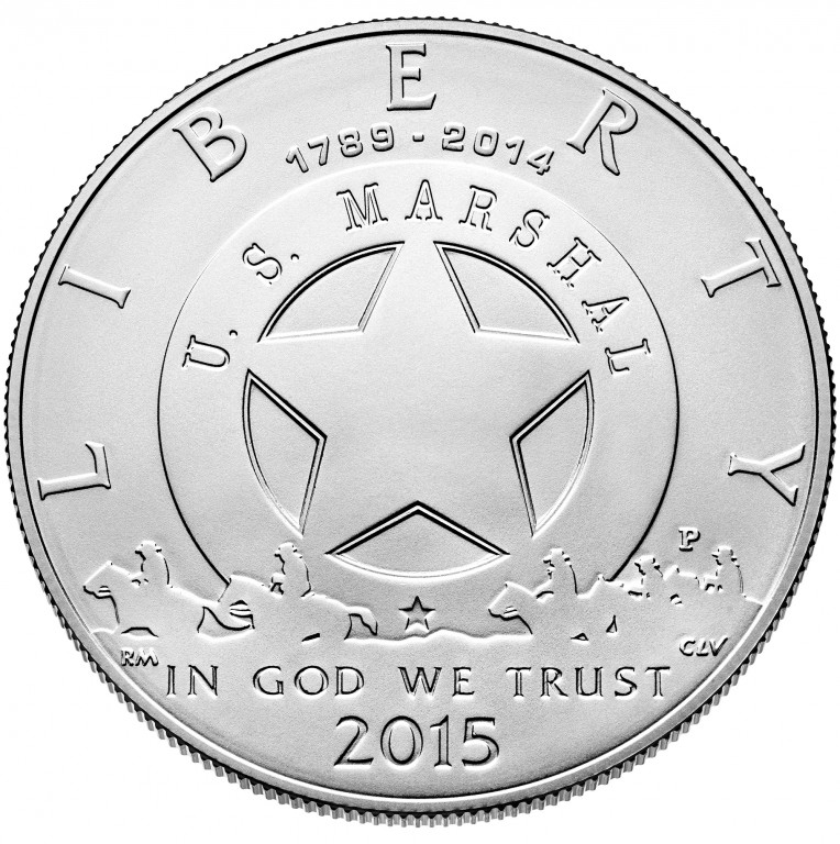 2015 United States Marshals 225Th Anniversary Commemorative Silver One Dollar Uncirculated Obverse