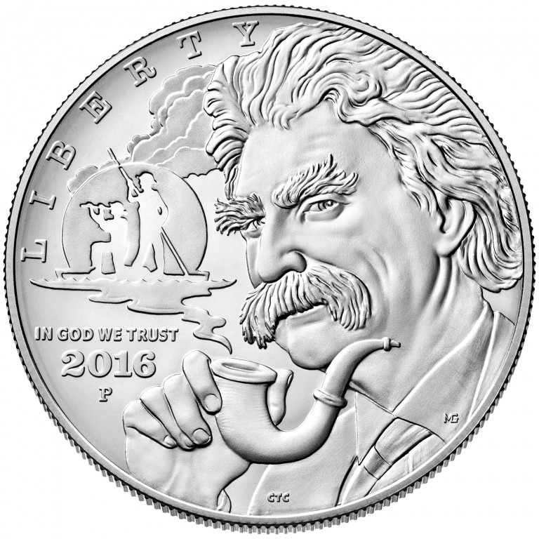2016 Mark Twain Commemorative Silver Uncirculated Obverse