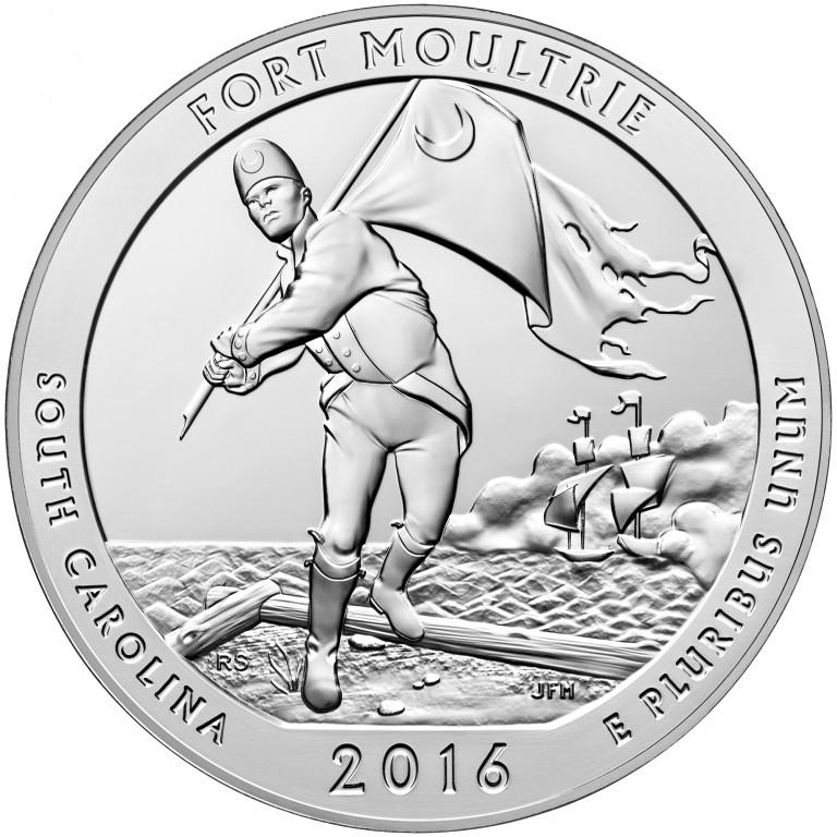 2016 America the Beautiful Quarters Five Ounce Silver Bullion Coin Fort Moultrie South Carolina Reverse