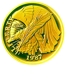 1987 Constitution Bicentennial Commemorative Gold Five Dollar Uncirculated Obverse