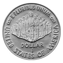 1987 Constitution Bicentennial Commemorative Silver Dollar Proof Reverse