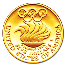 1988 Olympics Seoul Korea Commemorative Gold Five Dollar Proof Reverse