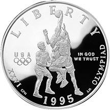 1995 Centennial Olympics Basketball Half Dollar Proof Obverse