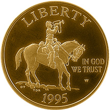 1995 Civil War Battlefield Commemorative Gold Five Dollar Uncirculated Obverse