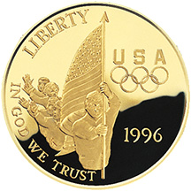 1996 Olympics Flag Bearer Gold Coin Proof Obverse