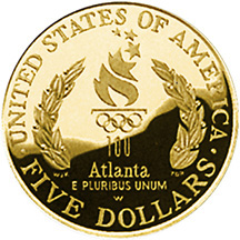 1996 Olympics Flag Bearer Gold Coin Reverse