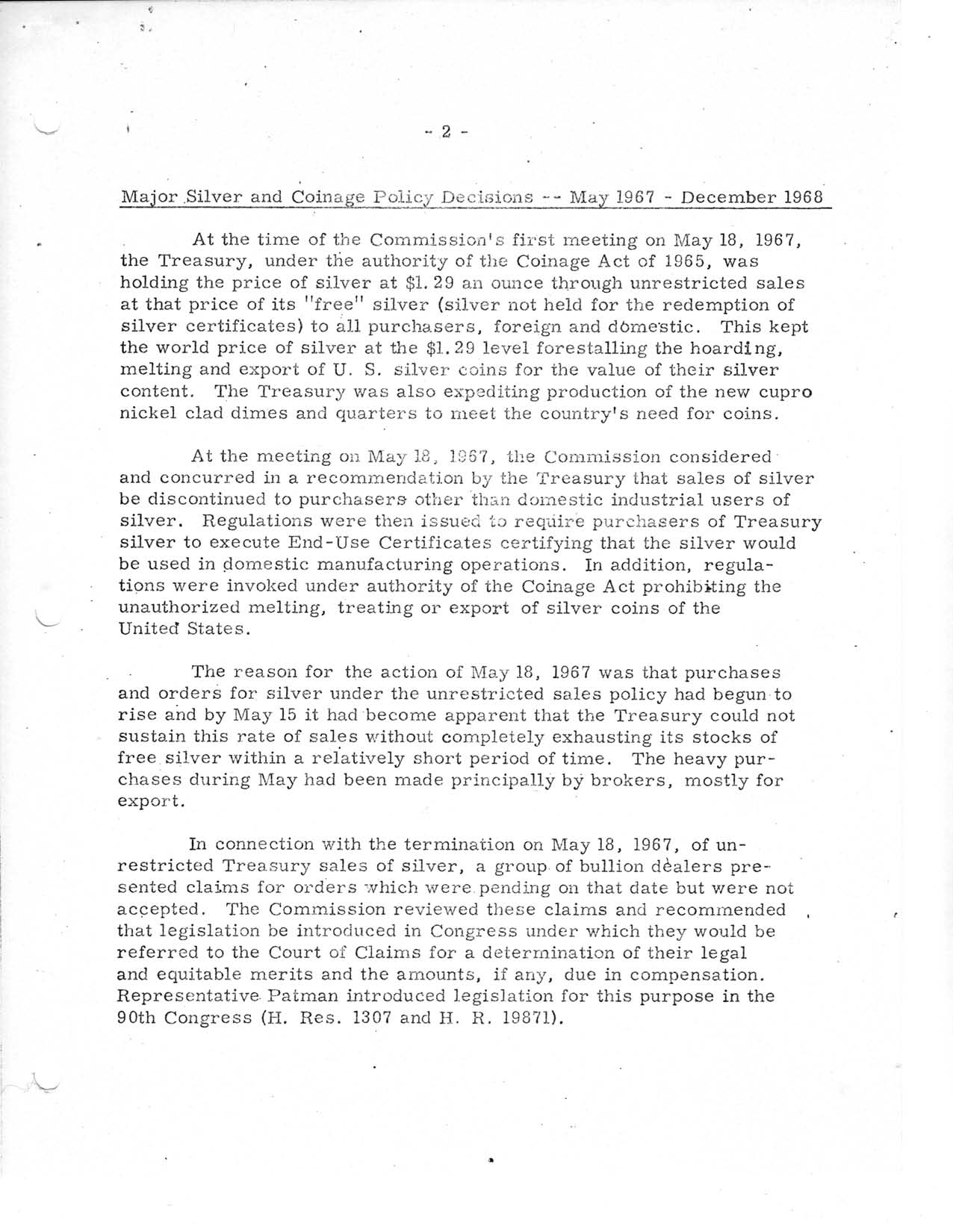 Historic Press Release: Letter to President From Treasury Secretary, Page 3