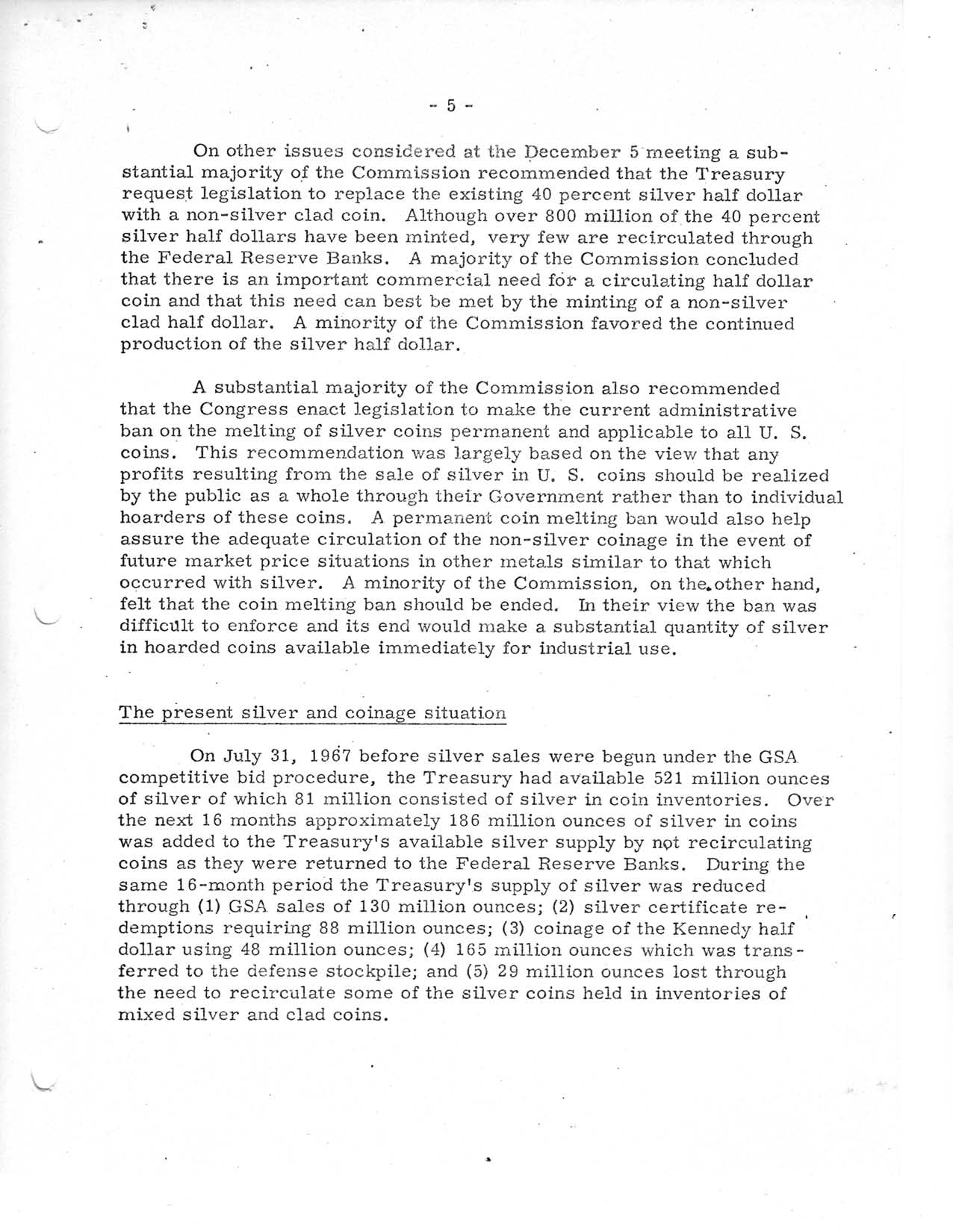 Historic Press Release: Letter to President From Treasury Secretary, Page 6