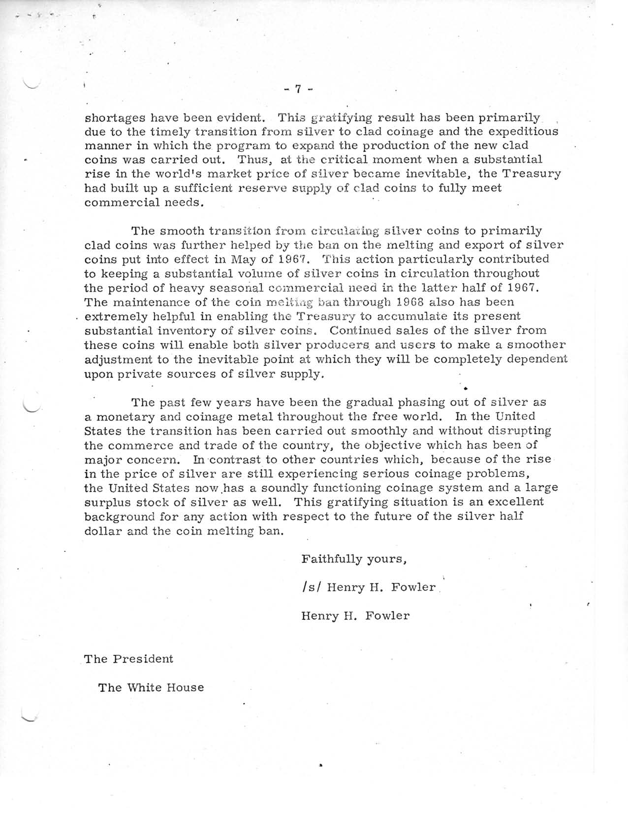 Historic Press Release: Letter to President From Treasury Secretary, Page 8
