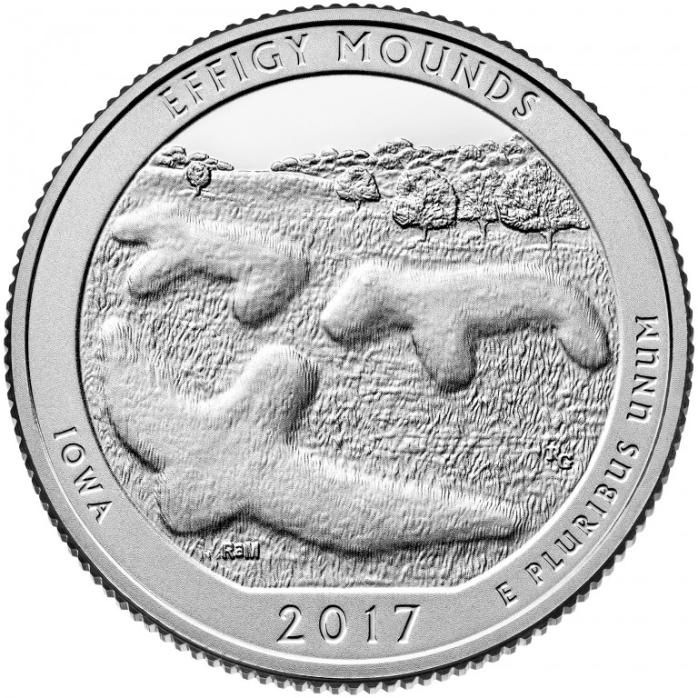 2017 America the Beautiful Quarters Coin Effigy Mounds Iowa Proof Reverse