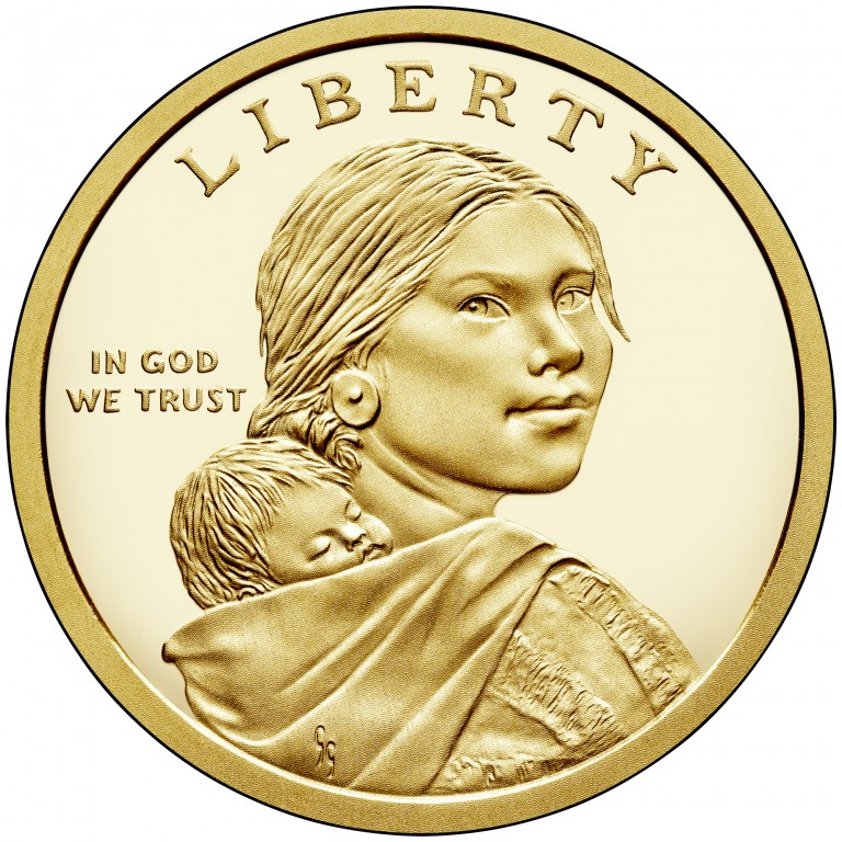2017 S Sacagawea Dollar Native American Sequoyah Proof Golden One Dollar Coin 