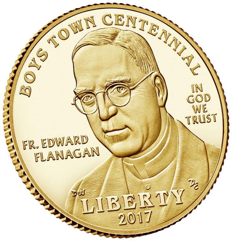 2017 Boys Town Commemorative Gold Proof Obverse Angle