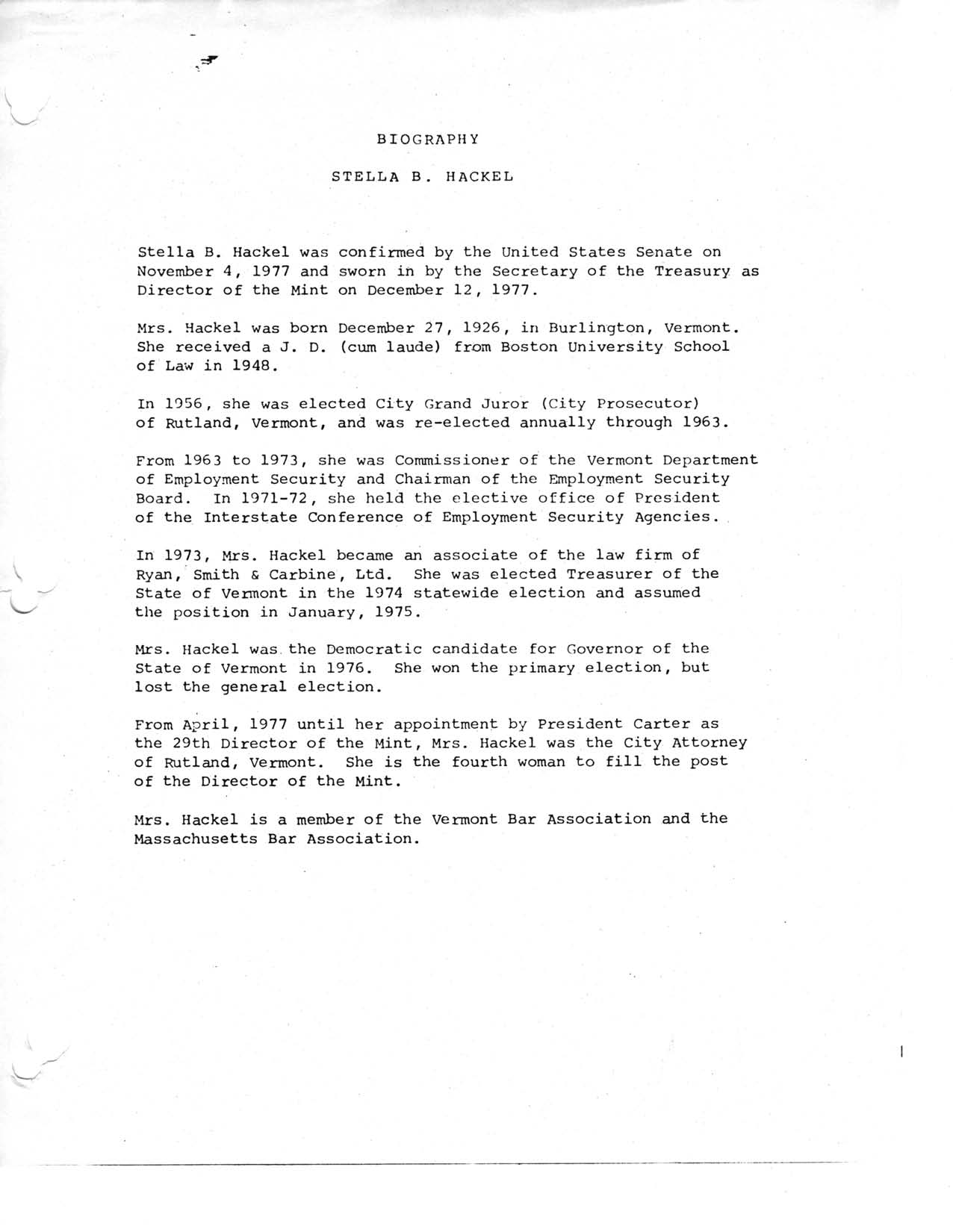 Historic Press Release: Hackel Sworn In, Page 2