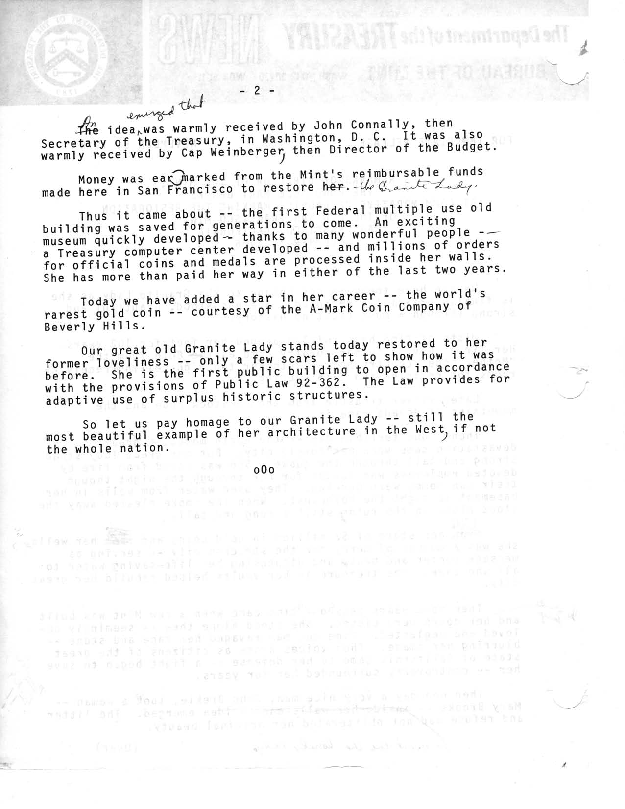 Historic Press Release: Remarks at Ceremonies Old San Francisco, Page 2