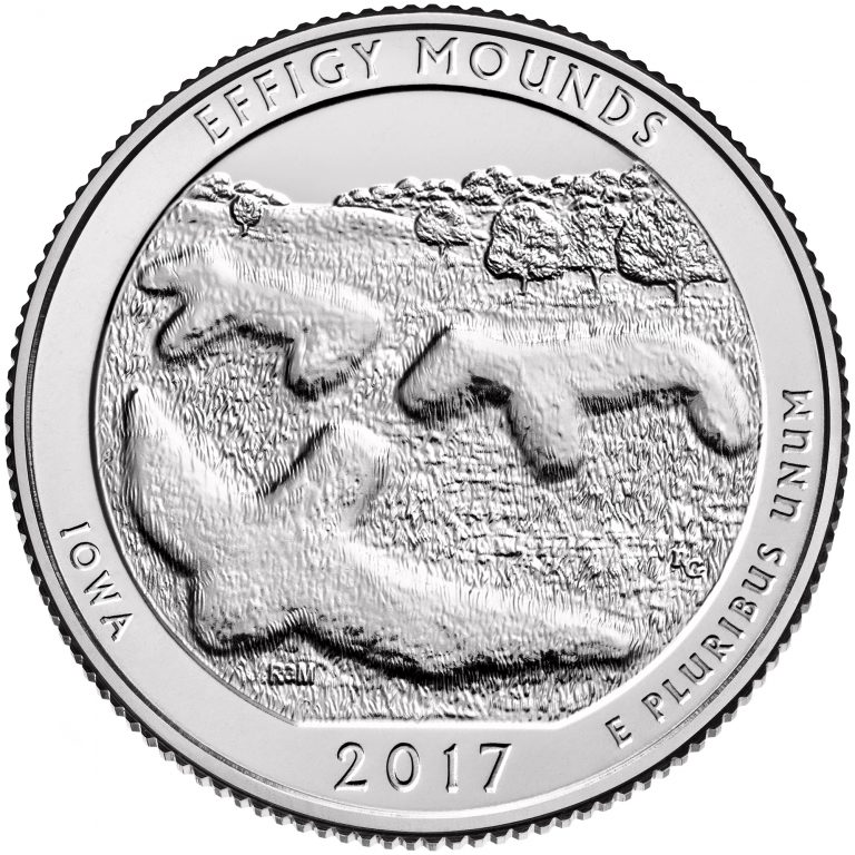 2017 America the Beautiful Quarters Coin Effigy Mounds Iowa Uncirculated Reverse