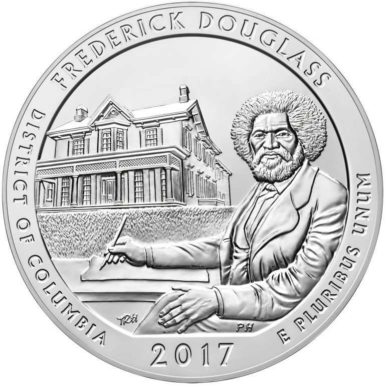 2017 America the Beautiful Quarters Five Ounce Silver Bullion Coin Frederick Douglass District of Columbia Reverse