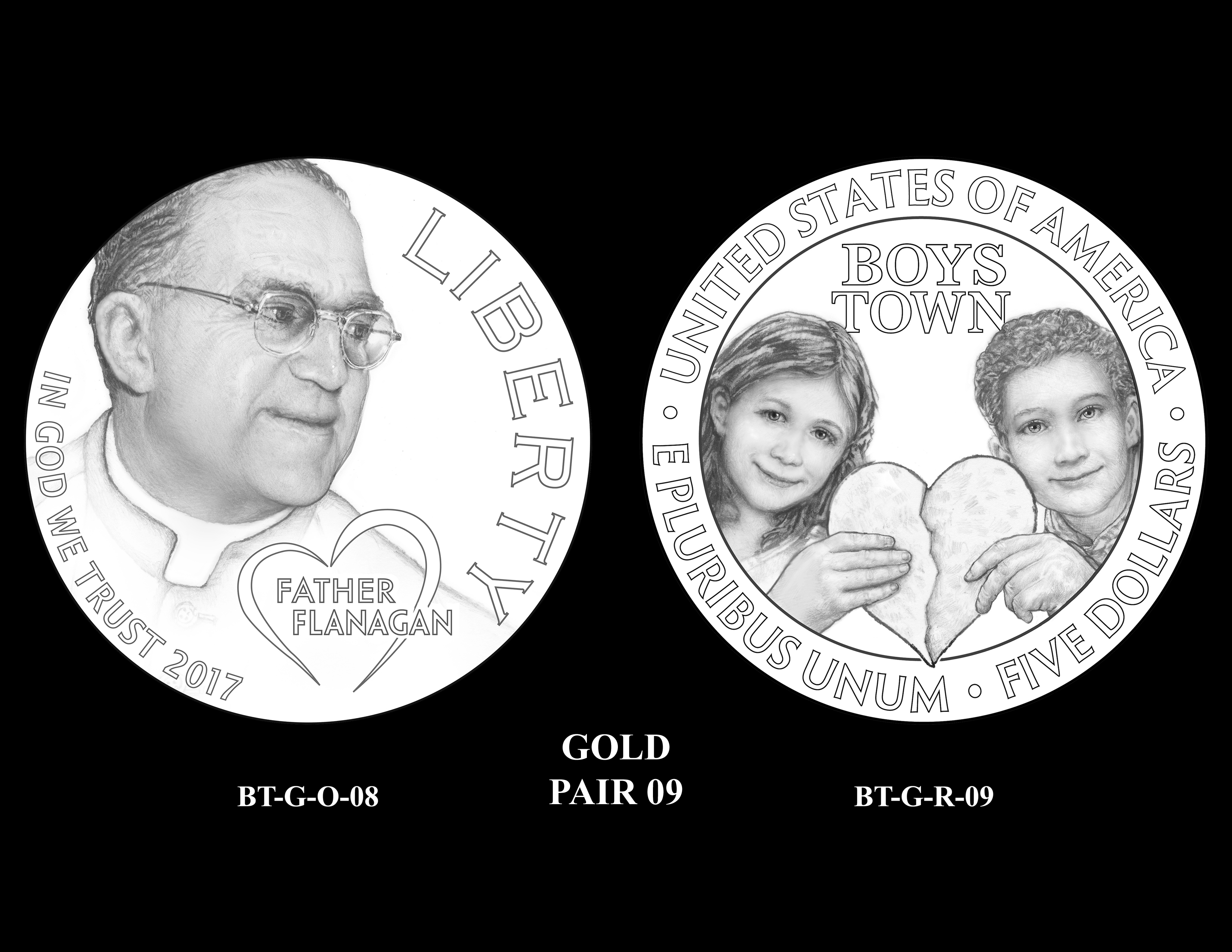 Gold-Pair-09 -- 2017 Boystown Centennial Commemorative Coin  Program