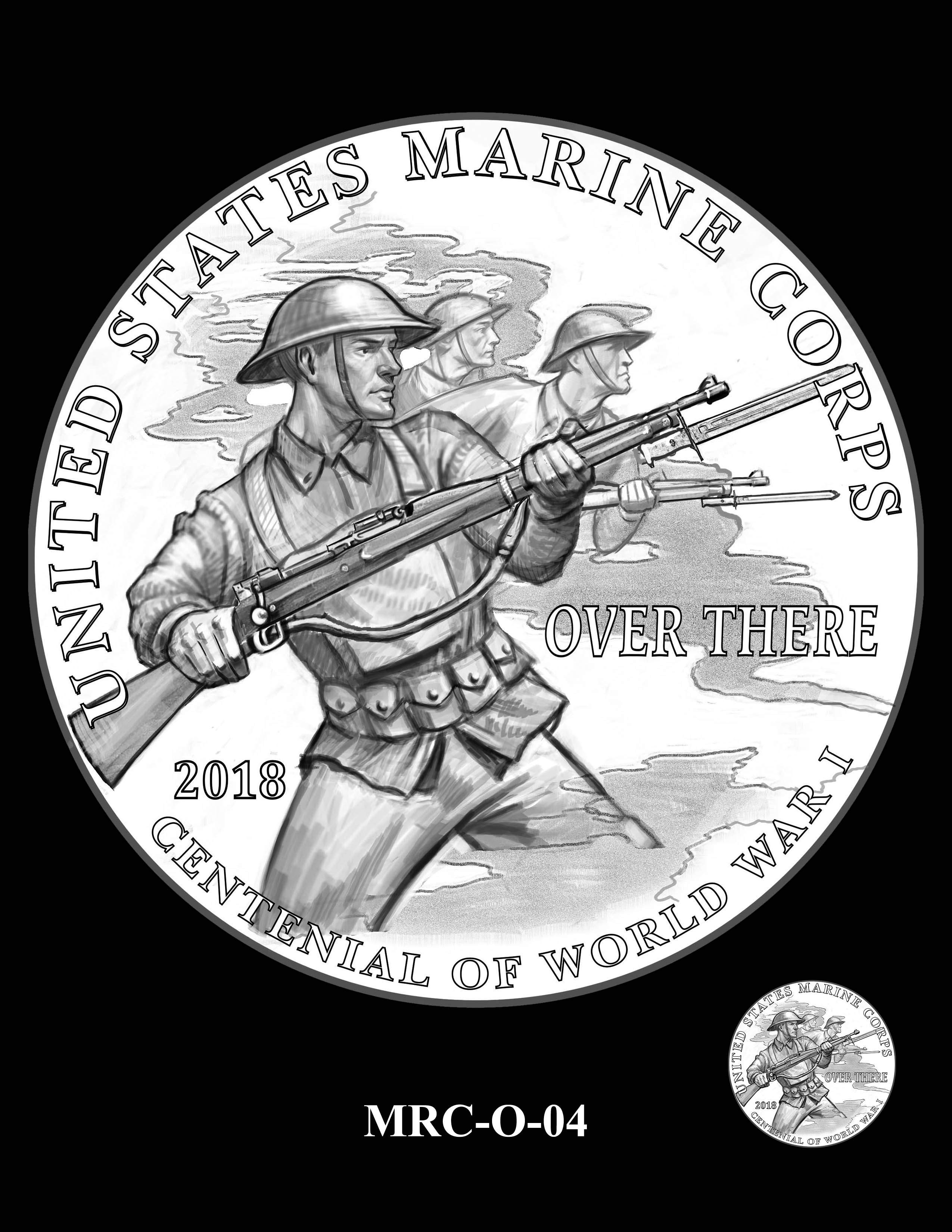 P1-MRC-O-04 -- 2018 World War I Armed Forces Silver Medals - Marine Corps