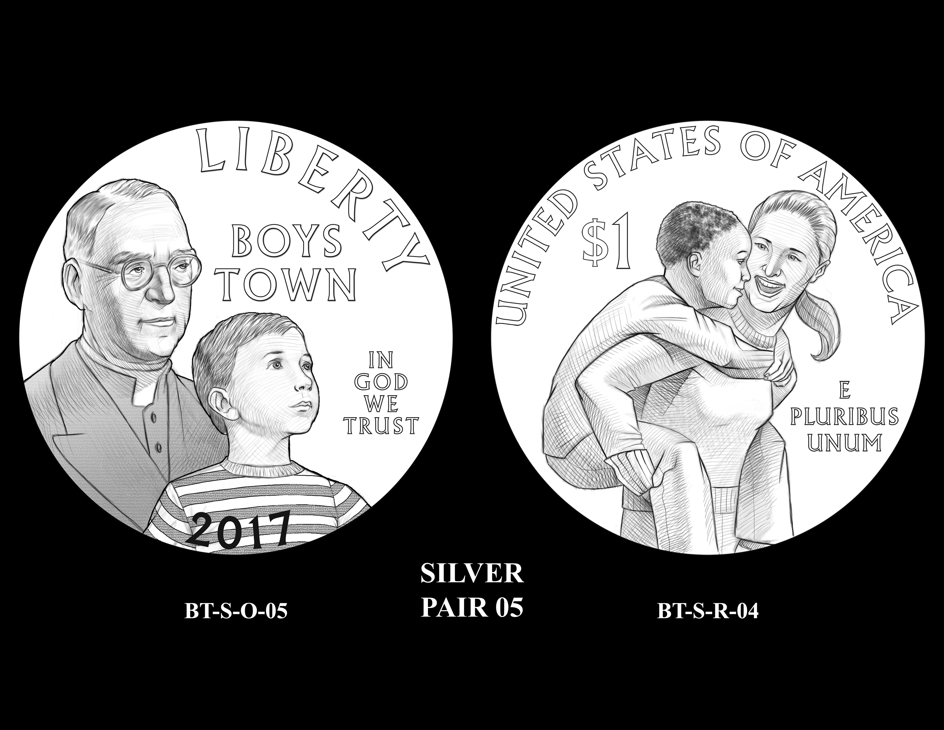 Silver-Pair-05 -- 2017 Boystown Centennial Commemorative Coin  Program